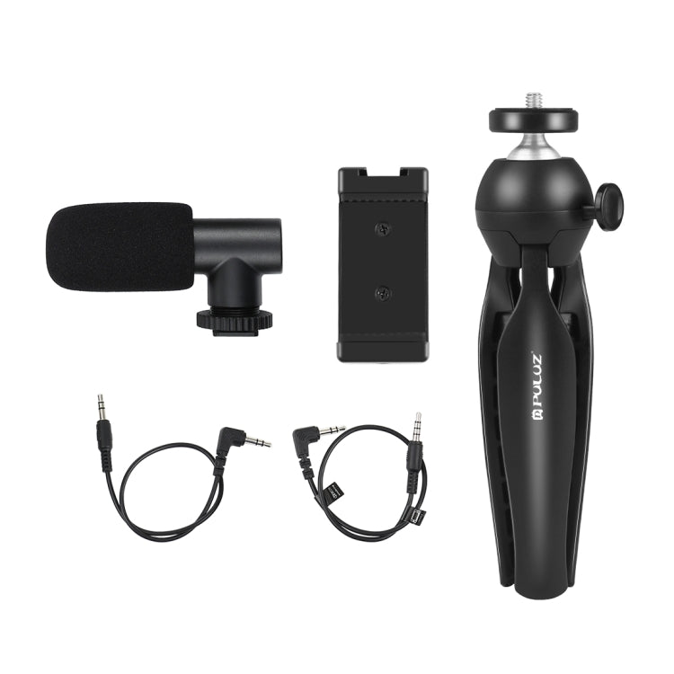 PULUZ Live Broadcast Smartphone Video Vlogger Kits Micrófono + Soporte para trípode + Soporte para abrazadera para teléfono, Mic + Tripod + lamp