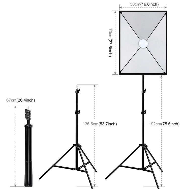 PULUZ Softbox Kit de iluminación 2 PCS 50x70cm Equipo de iluminación para fotografía de Estudio fotográfico Profesional con 2 Bombillas con casquillo E27 Kit de iluminación para fotografía, 2 PCS Single Bulb EU Plug, 2 PCS Single Bulb US Plug