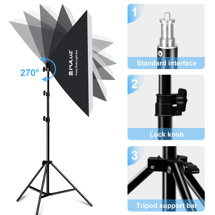 PULUZ Softbox Kit de iluminación 2 PCS 50x70cm Equipo de iluminación para fotografía de Estudio fotográfico Profesional con 2 Bombillas con casquillo E27 Kit de iluminación para fotografía, 2 PCS Single Bulb EU Plug, 2 PCS Single Bulb US Plug
