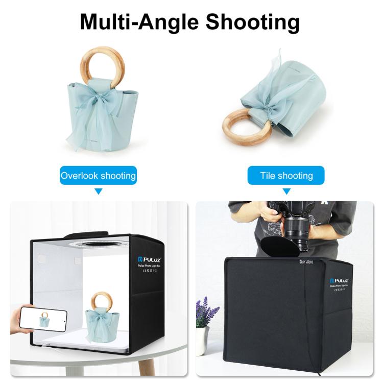 PULUZ Anillo de luz plegable de 30 cm, iluminación fotográfica, caja de tienda de tiro para estudio con panel de luz sin sombras, 30cm Box + Shadowless Light