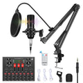 PULUZ Tarjeta de sonido Transmisión en vivo Mezclador de sonido Bluetooth Kits de micrófono de estudio con brazo de tijera de suspensión y soporte de choque de metal, versión china, Sound Mixer+Microphone, Chinese Version