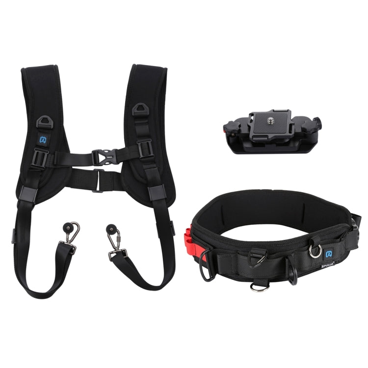 PULUZ Paquete multifuncional 3 en 1 Correa para la cintura + Correa doble para hombros + Kits de clip para cámara de captura con gancho para cámaras SLR / DSLR, Waistband Strap Kits