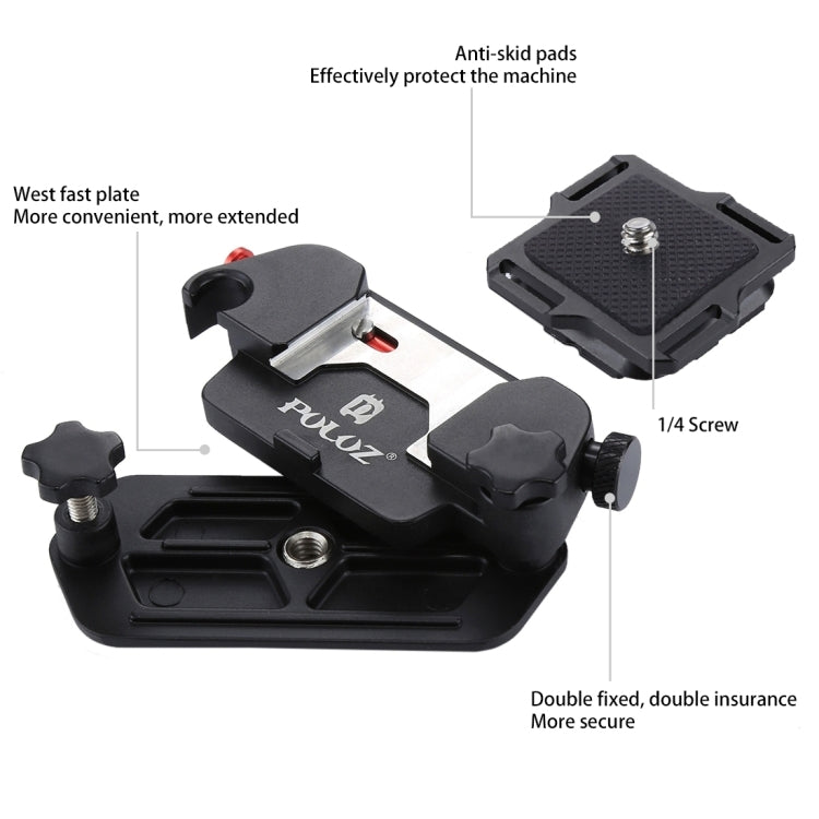 PULUZ Paquete multifuncional 3 en 1 Correa para la cintura + Correa doble para hombros + Kits de clip para cámara de captura con gancho para cámaras SLR / DSLR, Waistband Strap Kits