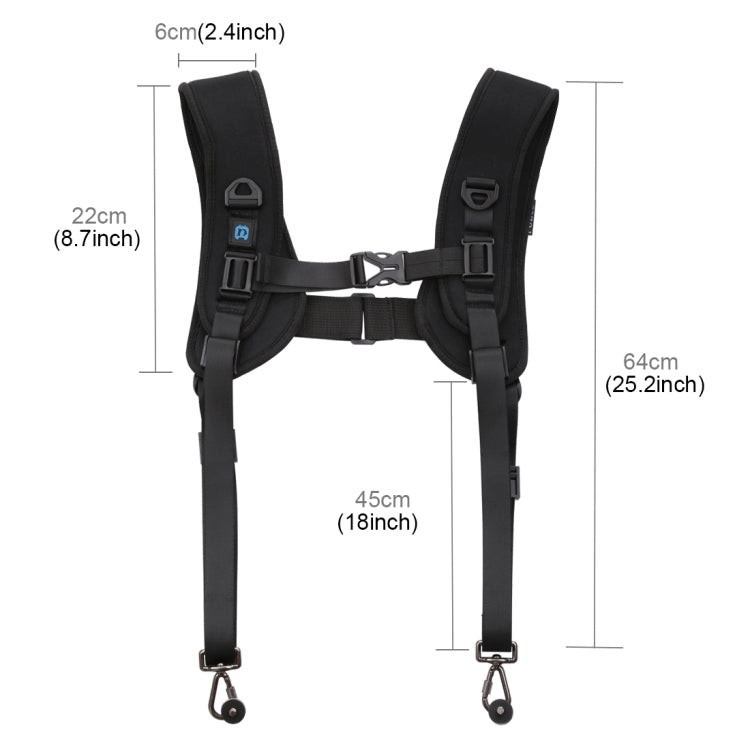 PULUZ Paquete multifuncional 3 en 1 Correa para la cintura + Correa doble para hombros + Kits de clip para cámara de captura con gancho para cámaras SLR / DSLR, Waistband Strap Kits
