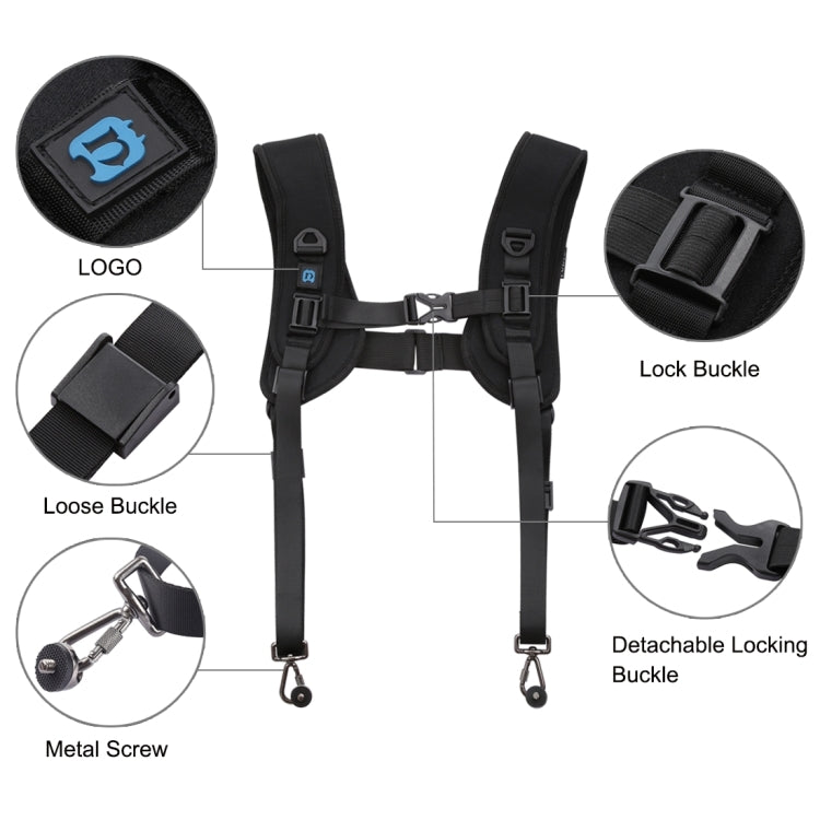 PULUZ Paquete multifuncional 3 en 1 Correa para la cintura + Correa doble para hombros + Kits de clip para cámara de captura con gancho para cámaras SLR / DSLR, Waistband Strap Kits