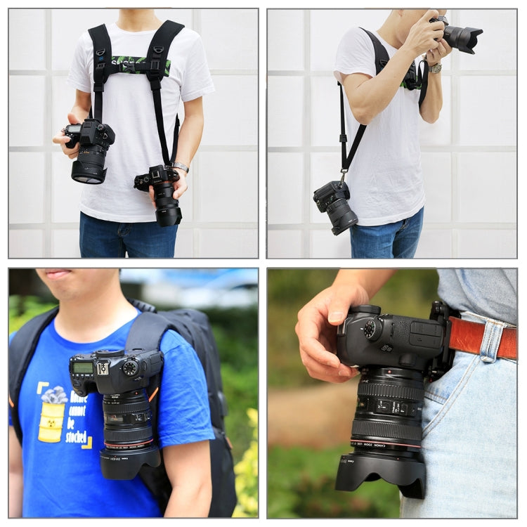 PULUZ Paquete multifuncional 3 en 1 Correa para la cintura + Correa doble para hombros + Kits de clip para cámara de captura con gancho para cámaras SLR / DSLR, Waistband Strap Kits
