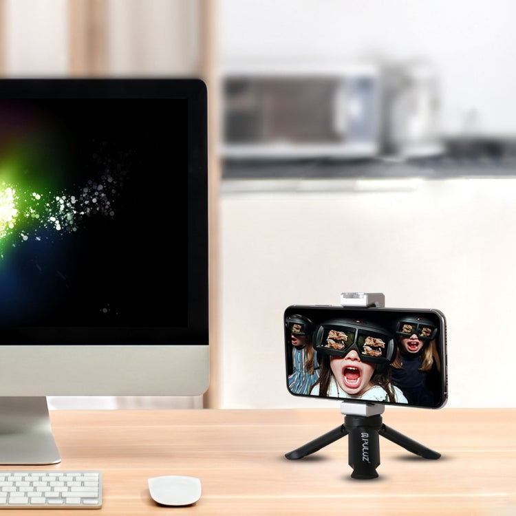 Trípode de plástico plegable PULUZ + soporte de abrazadera de aleación de aluminio con zapata fría para iPhone, Galaxy, Huawei, Xiaomi, Sony, HTC, Google y otros teléfonos inteligentes, Tripod+Clamp 3