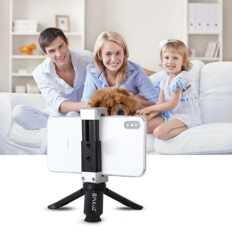 Trípode de plástico plegable PULUZ + soporte de abrazadera de aleación de aluminio con zapata fría para iPhone, Galaxy, Huawei, Xiaomi, Sony, HTC, Google y otros teléfonos inteligentes, Tripod+Clamp 3