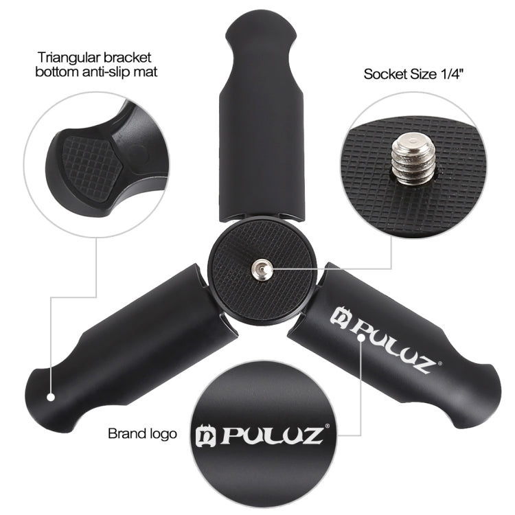 Trípode de plástico plegable PULUZ + soporte de abrazadera de aleación de aluminio con zapata fría para iPhone, Galaxy, Huawei, Xiaomi, Sony, HTC, Google y otros teléfonos inteligentes, Tripod+Clamp 3