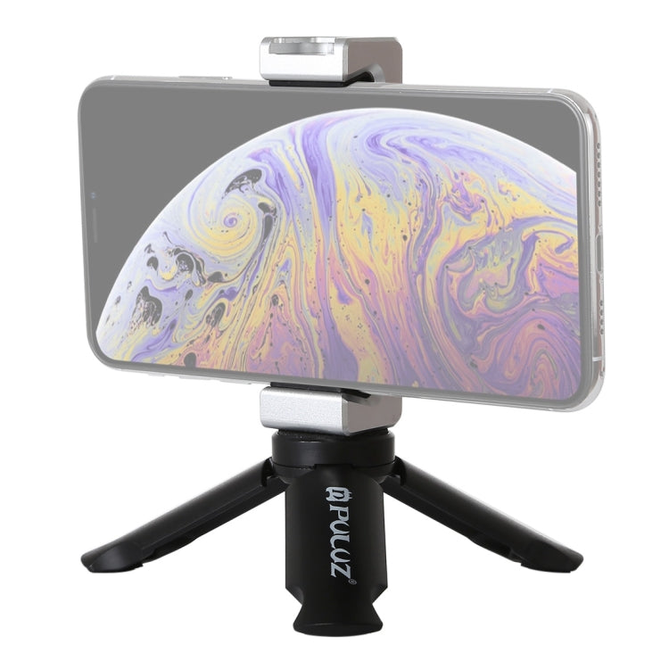 Trípode de plástico plegable PULUZ + soporte de abrazadera de aleación de aluminio con zapata fría para iPhone, Galaxy, Huawei, Xiaomi, Sony, HTC, Google y otros teléfonos inteligentes, Tripod+Clamp 3