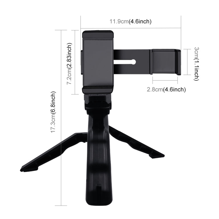 Abrazadera de fijación para teléfono inteligente PULUZ, soporte de montaje de 1/4 pulgadas + Kits de montaje de trípode plegable con agarre para DJI OSMO Pocket/Pocket 2, Clamp+Tripod