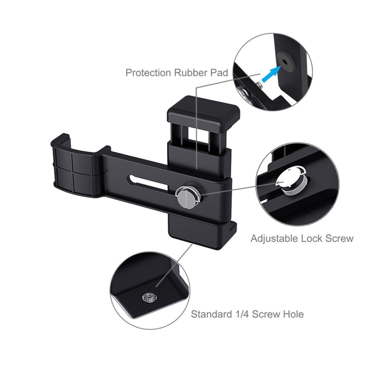 Abrazadera de fijación para teléfono inteligente PULUZ, soporte de montaje de 1/4 pulgadas + Kits de montaje de trípode plegable con agarre para DJI OSMO Pocket/Pocket 2, Clamp+Tripod