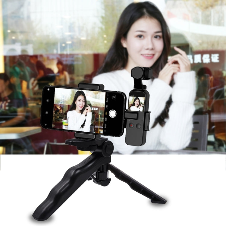 Abrazadera de fijación para teléfono inteligente PULUZ, soporte de montaje de 1/4 pulgadas + Kits de montaje de trípode plegable con agarre para DJI OSMO Pocket/Pocket 2, Clamp+Tripod