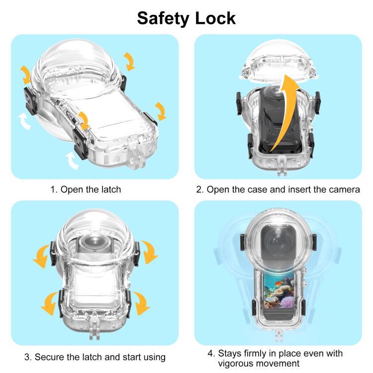 Estuche de buceo sellado e impermeable PULUZ de 60 m para Insta360 X5 con tapa de silicona para el objetivo., Diving Case with Silicone Lens Cover