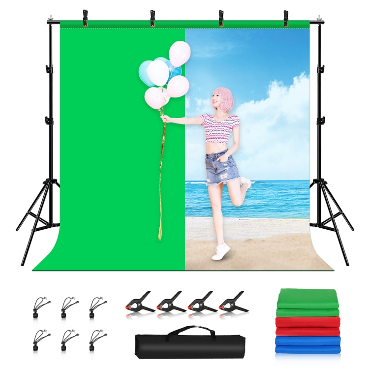 PULUZ 2x2m fondo de estudio fotográfico soporte telón de fondo Kit de soporte de barra transversal con fondos rojos/azules/verdes, 2 x 2m(double stands), 2x3m (Double stands)