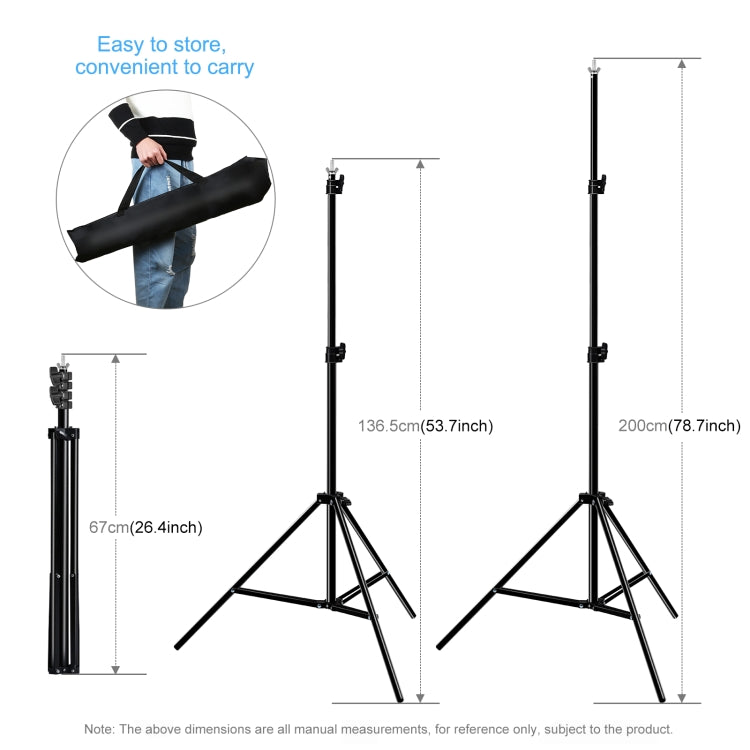 PULUZ 2x2m fondo de estudio fotográfico soporte telón de fondo Kit de soporte de barra transversal con fondos rojos/azules/verdes, 2 x 2m(double stands), 2x3m (Double stands)