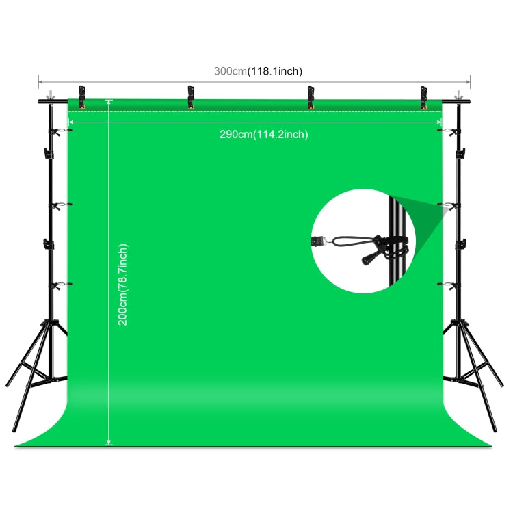 PULUZ 2,9x2m fondo de estudio fotográfico soporte telón de fondo Kit de soporte de barra transversal con fondos rojos/azules/verdes, 2.9 x2 m (double stands), 2.9x2m  (Double stands)