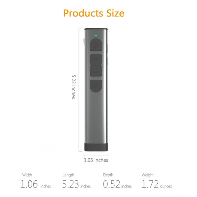 Doosl DSIT032 Presentador inalámbrico de 2,4 GHz Representación con clicker de PowerPoint Control remoto Puntero láser verde, Distancia de control: 100 m, Green Laser