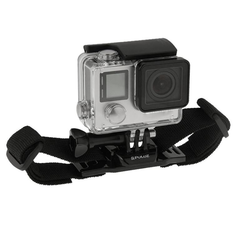 Soporte de correa de casco ajustable PULUZ para GoPro Hero11 Black / HERO10 Black / HERO9 Black / HERO8 Black / HERO7 /6/5/5 Session /4 Session /4/3+ /3/2/1, Insta360 ONE R, DJI Osmo Action yOtras cámaras de acción, PULUZ
