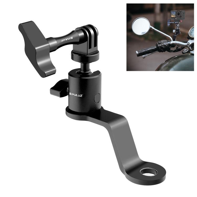 Soporte para cámara de acción de aleación de aluminio para espejo retrovisor de motocicleta PULUZ, Rearview Mirror Mount