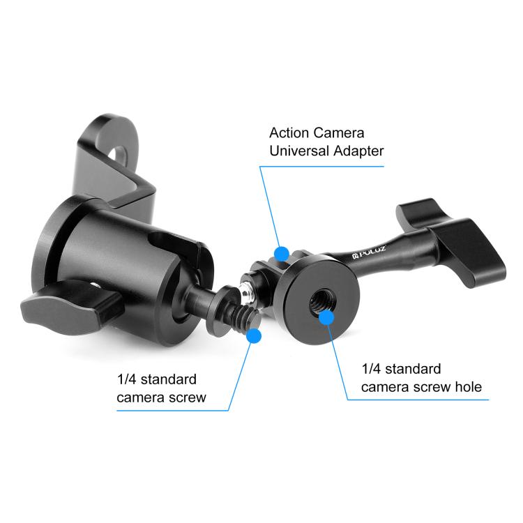 Soporte para cámara de acción de aleación de aluminio para espejo retrovisor de motocicleta PULUZ, Rearview Mirror Mount