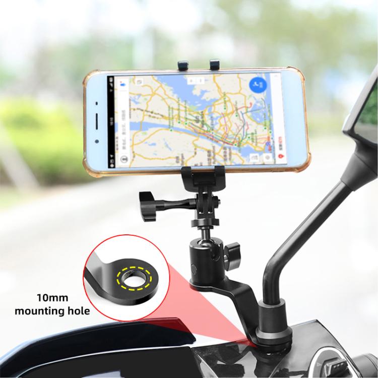Soporte para cámara de acción de aleación de aluminio para espejo retrovisor de motocicleta PULUZ, Rearview Mirror Mount