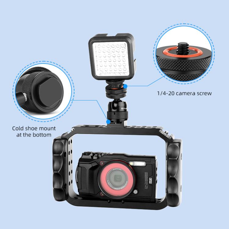 Adaptador de montaje para trípode con rótula mini multifuncional de aleación de aluminio PULUZ, zapata fría y tornillo de 1/4" de doble uso., Dual-Use Ball Head Tripod