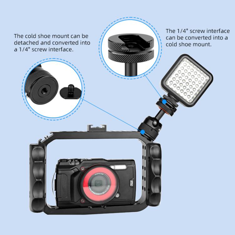 Adaptador de montaje para trípode con rótula mini multifuncional de aleación de aluminio PULUZ, zapata fría y tornillo de 1/4" de doble uso., Dual-Use Ball Head Tripod