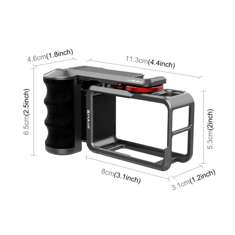 Adaptador de expansión de jaula metálica para cámara PULUZ con empuñadura para DJI Osmo Action 5 Pro / 4 / 3, For DJI Osmo Action 5 Pro / 4 / 3