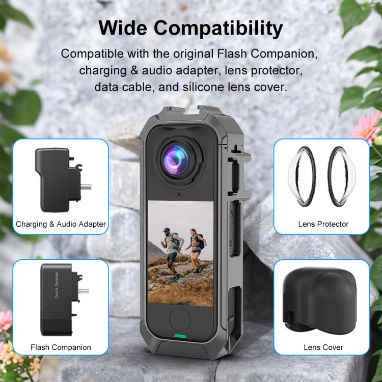 Estructura protectora metálica PULUZ para Insta360 X4 Air con base de zapata fría expandible., For Insta360 X4 Air