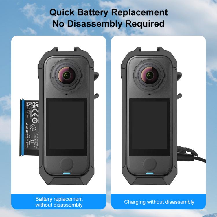 Estructura protectora metálica PULUZ para Insta360 X4 Air con base de zapata fría expandible., For Insta360 X4 Air