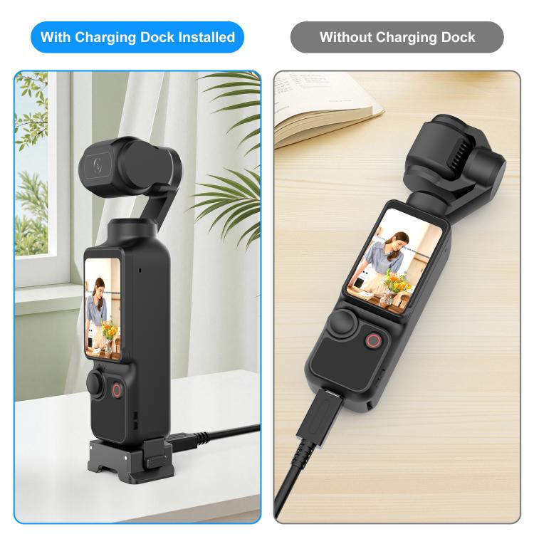 Base adaptadora de carga de plástico de liberación rápida PULUZ para DJI Osmo Pocket 3, Charging Adapter Base