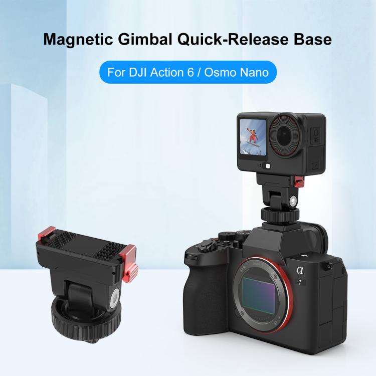 Base de montaje de liberación rápida para gimbal de plástico PULUZ para DJI Osmo Action 6 / Nano, Gimbal Quick-Release Base