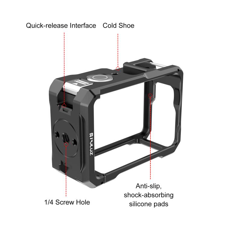 Estructura metálica PULUZ con zapata fría para DJI Osmo Action 6, Metal Cage