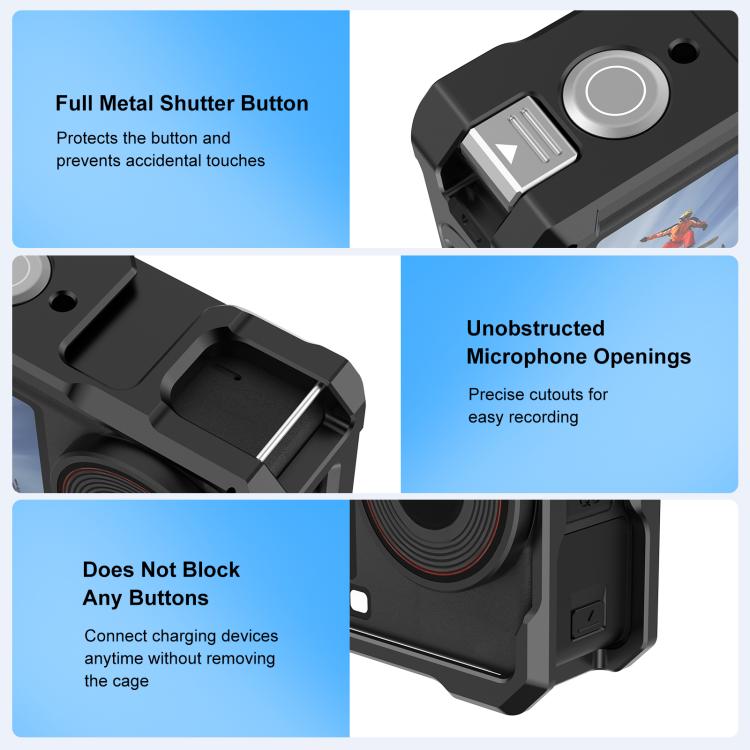 Estructura metálica PULUZ con zapata fría para DJI Osmo Action 6, Metal Cage