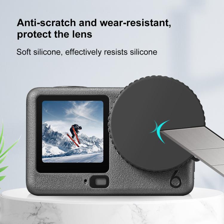 Tapa de lente de silicona PULUZ con correa para DJI Osmo Action 6, Silicone Lens Cap