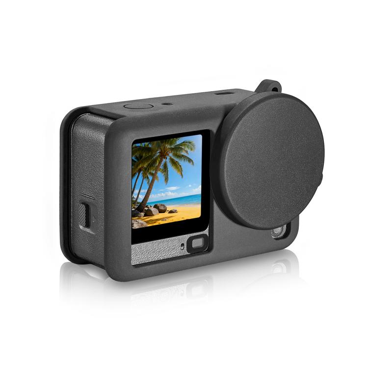 Funda protectora de silicona PULUZ con correa para la muñeca y tapa para el objetivo, compatible con DJI Osmo Action 6., Silicone Protective Cover
