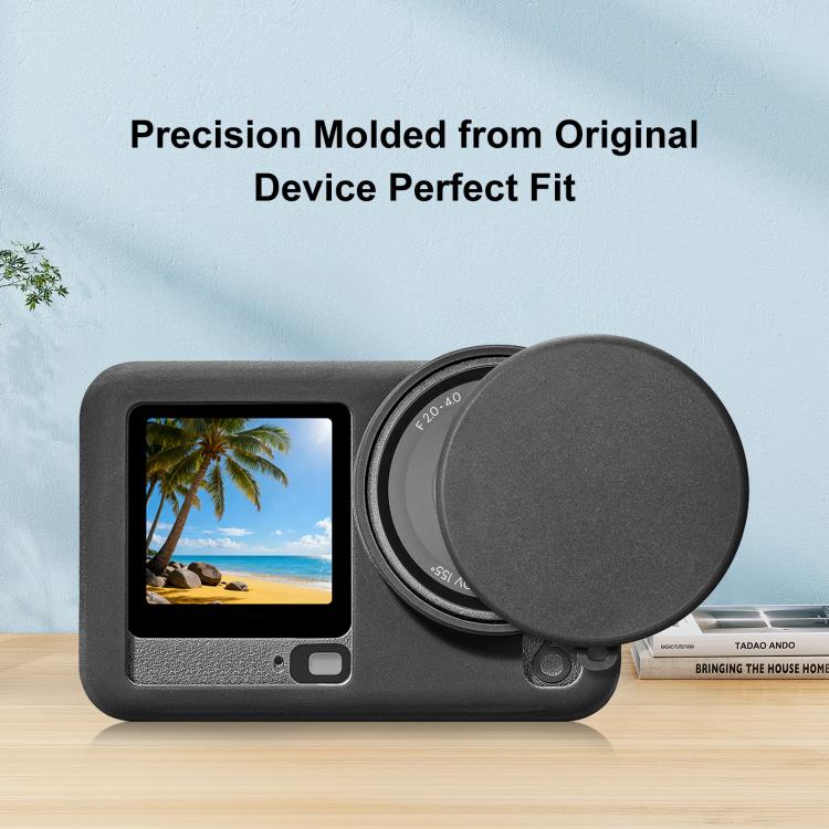 Funda protectora de silicona PULUZ con correa para la muñeca y tapa para el objetivo, compatible con DJI Osmo Action 6., Silicone Protective Cover