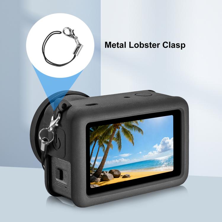 Funda protectora de silicona PULUZ con correa para la muñeca y tapa para el objetivo, compatible con DJI Osmo Action 6., Silicone Protective Cover