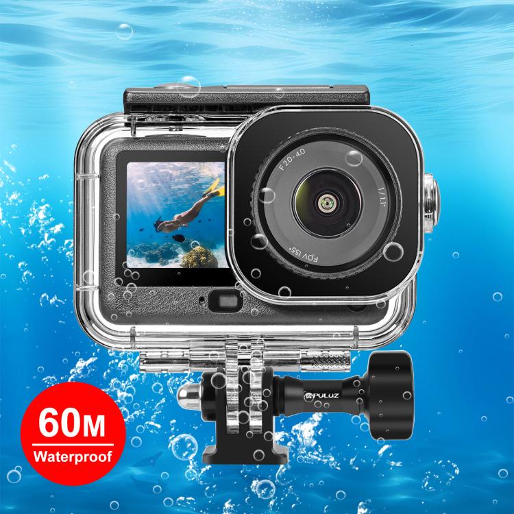 Carcasa sumergible impermeable PULUZ de 60 m / 196 pies para DJI Osmo Action 6 con adaptador invisible y tornillo largo., Waterproof Shell