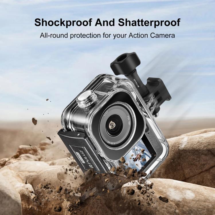 Carcasa sumergible impermeable PULUZ de 60 m / 196 pies para DJI Osmo Action 6 con adaptador invisible y tornillo largo., Waterproof Shell