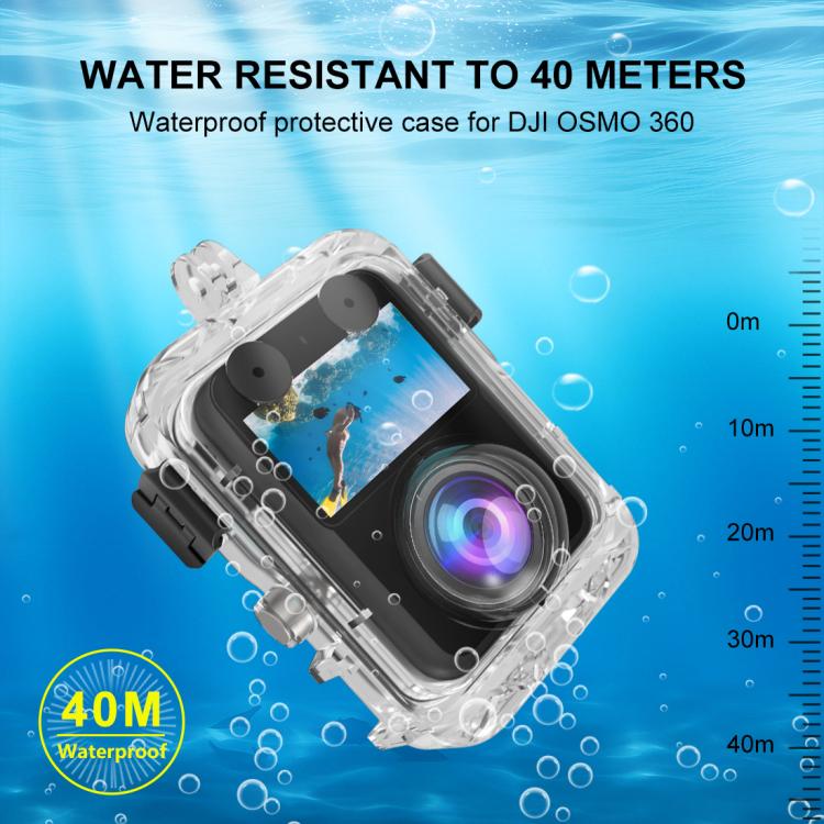 Carcasa sumergible para cámara DJI Osmo 360 PULUZ, resistente al agua hasta 40 m de profundidad., For DJI Osmo 360