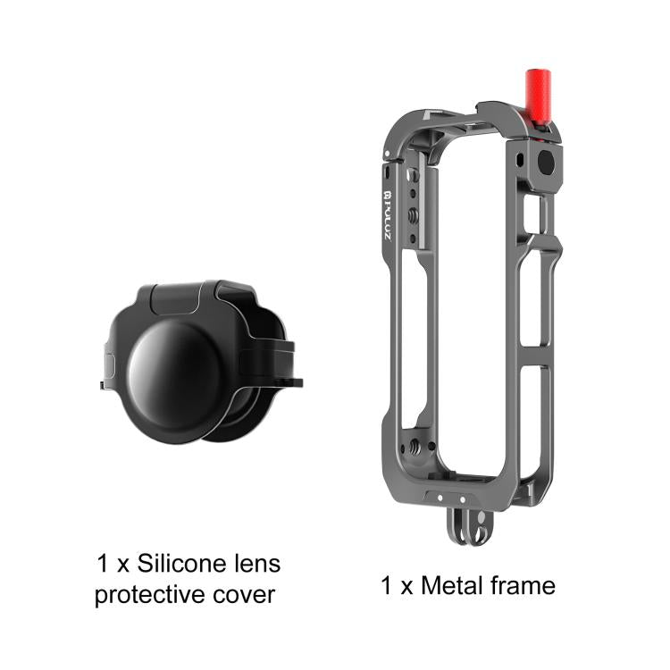 Para Insta360 X4 Air PULUZ, marco protector metálico de expansión con bases para zapata fría y tapa de lente., For Insta360 X4 Air Lens Cover