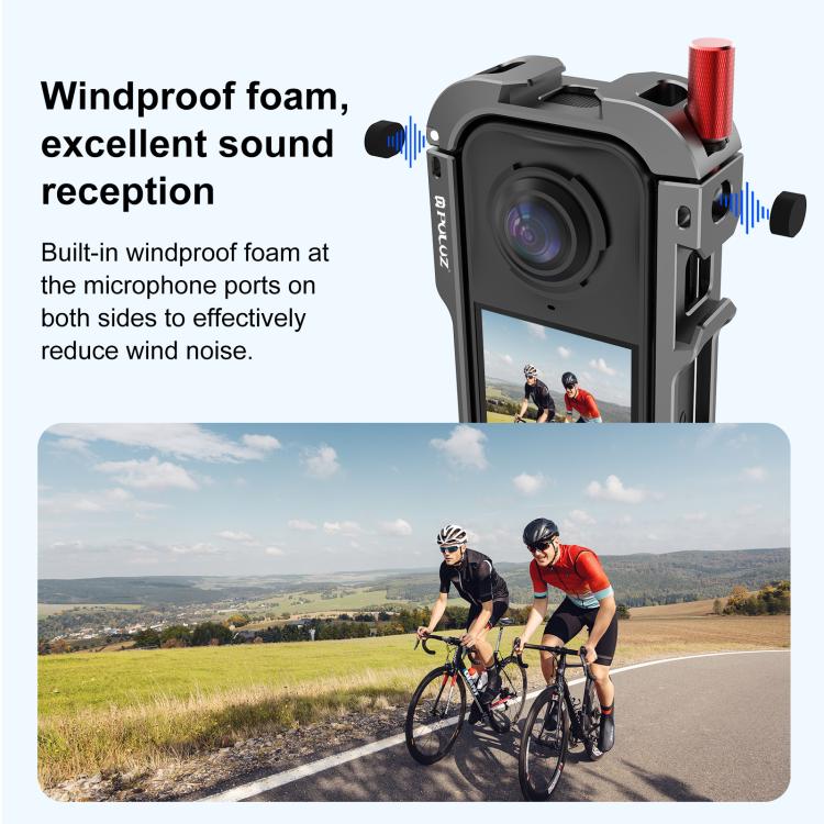 Para Insta360 X4 Air PULUZ, marco protector metálico de expansión con bases para zapata fría y tapa de lente., For Insta360 X4 Air Lens Cover