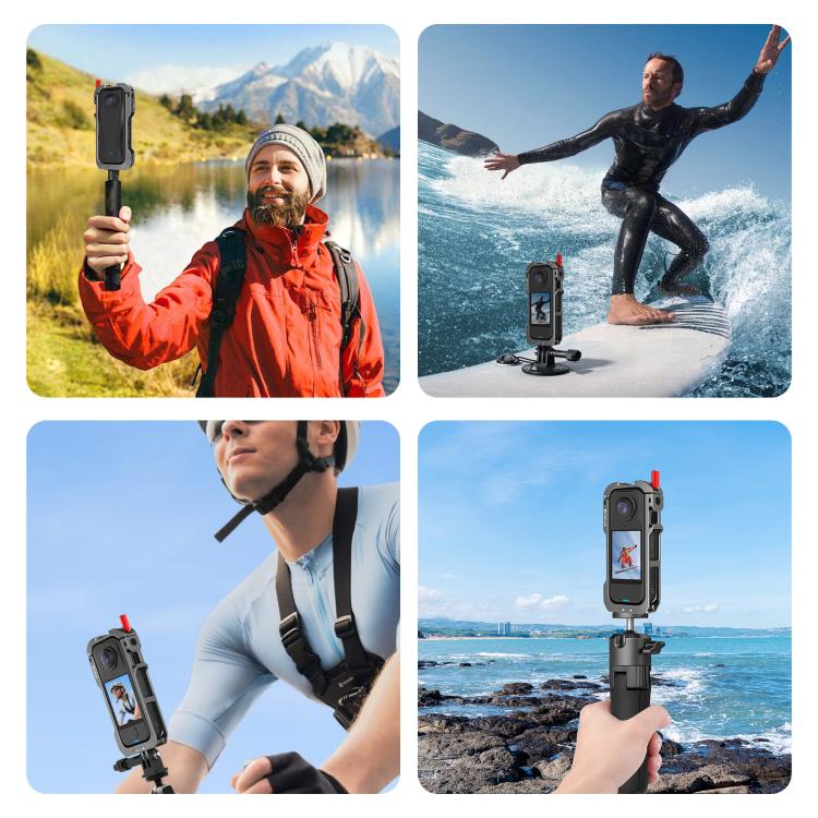Para Insta360 X4 Air PULUZ, marco protector metálico de expansión con bases para zapata fría y tapa de lente., For Insta360 X4 Air Lens Cover