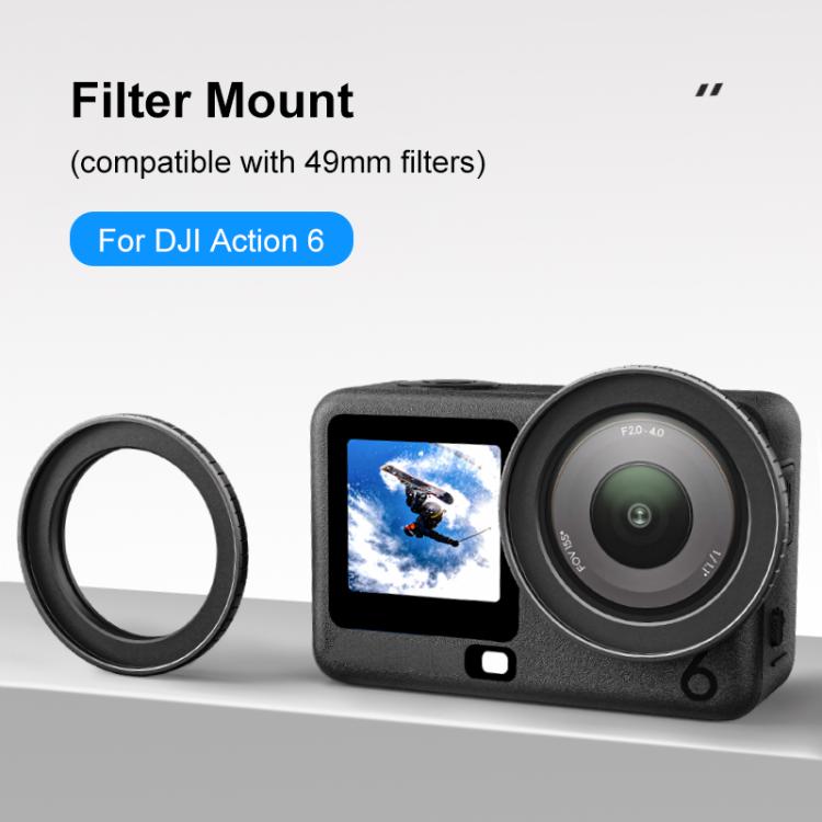 Soporte de filtro PULUZ de metal con marco protector para filtro, compatible con DJI Osmo Action 6., For DJI Osmo Action 6