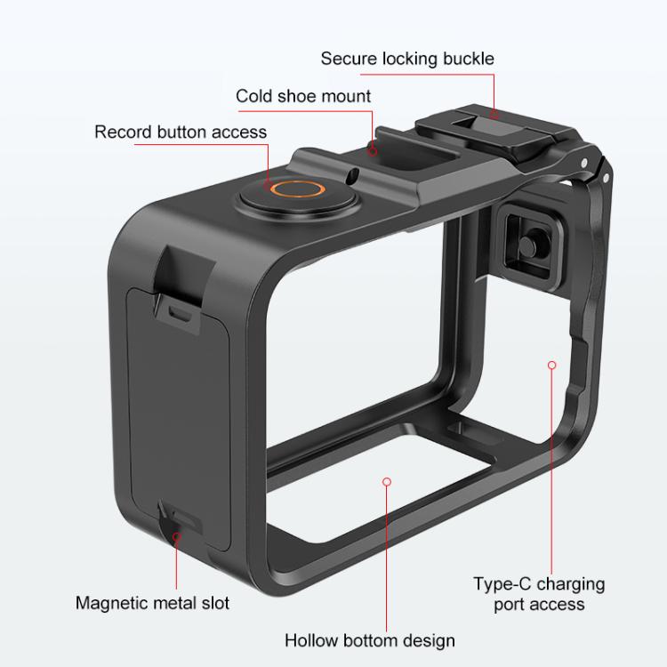 Adaptador de expansión vertical-horizontal PULUZ de plástico para DJI Osmo Action 6 con zapata fría, Plastic Cage