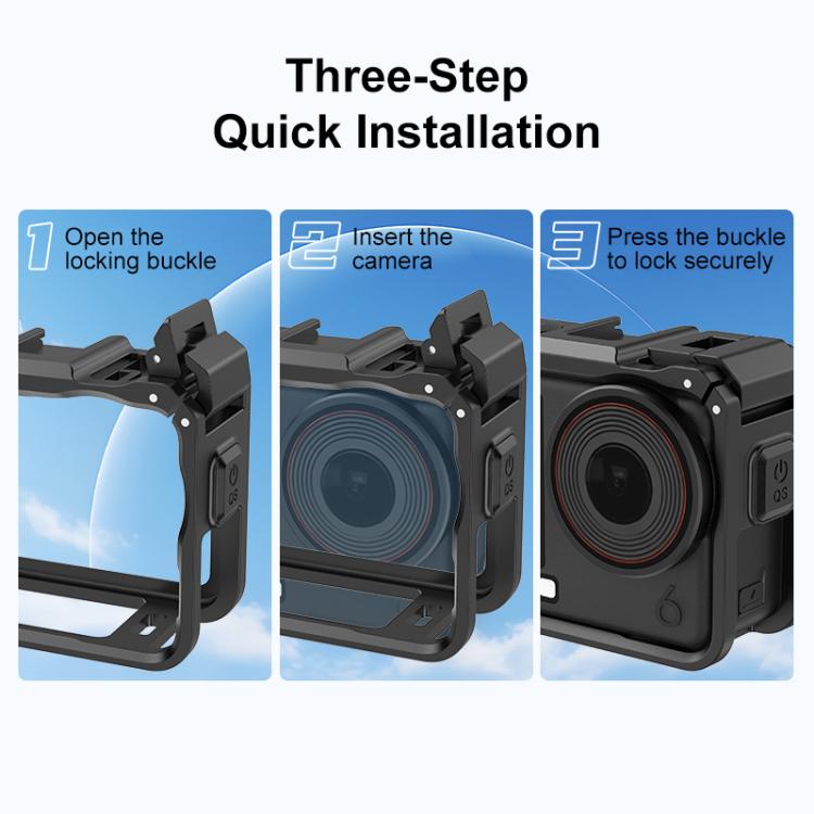 Adaptador de expansión vertical-horizontal PULUZ de plástico para DJI Osmo Action 6 con zapata fría, Plastic Cage
