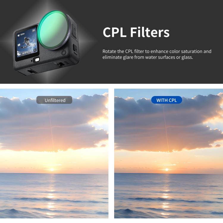 Filtro de lente CPL PULUZ para cámara de acción DJI Osmo Action 6, CPL
