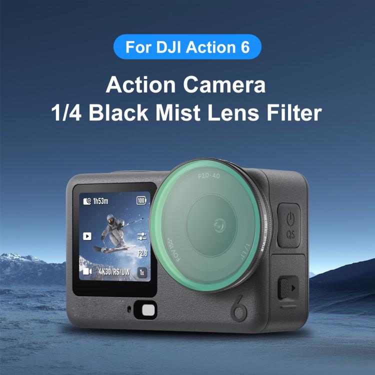 Filtro de lente PULUZ Black Mist de 1/4 para la cámara de acción DJI Osmo Action 6, Black Mist 1/4